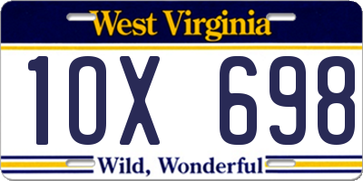 WV license plate 1OX698