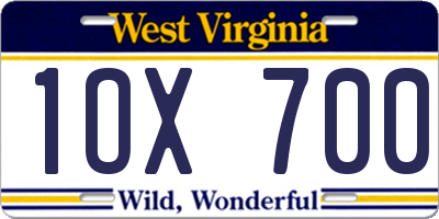 WV license plate 1OX700