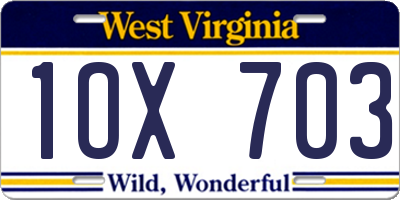 WV license plate 1OX703