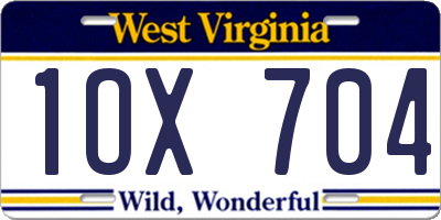 WV license plate 1OX704