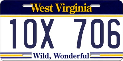 WV license plate 1OX706