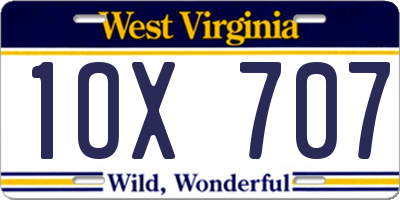WV license plate 1OX707