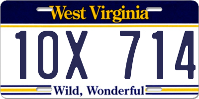 WV license plate 1OX714