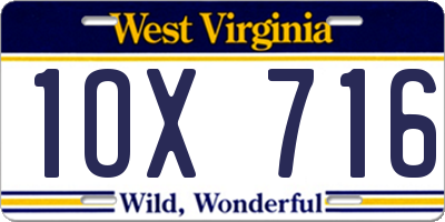 WV license plate 1OX716