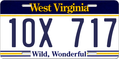 WV license plate 1OX717