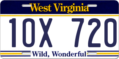 WV license plate 1OX720