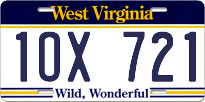 WV license plate 1OX721