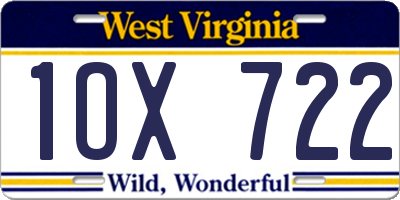 WV license plate 1OX722