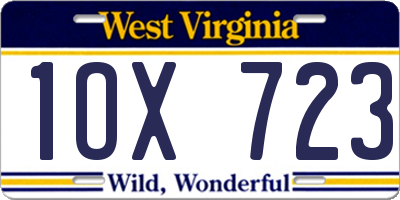 WV license plate 1OX723