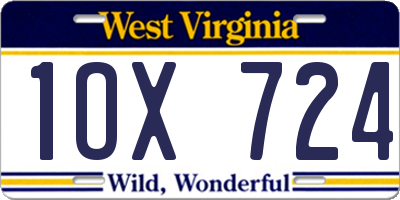 WV license plate 1OX724