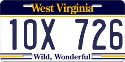 WV license plate 1OX726
