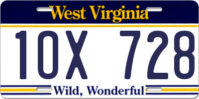 WV license plate 1OX728