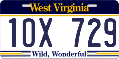 WV license plate 1OX729