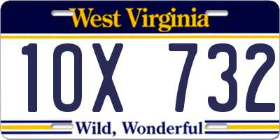 WV license plate 1OX732