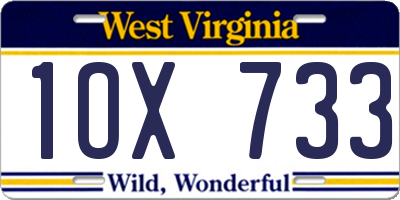 WV license plate 1OX733