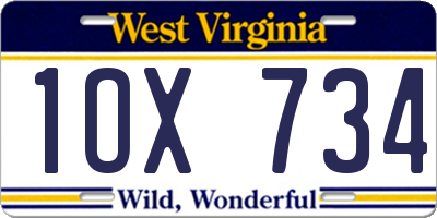 WV license plate 1OX734