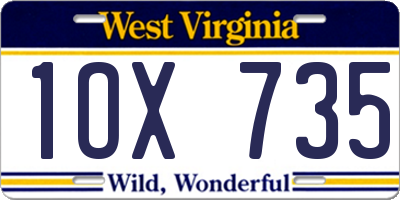 WV license plate 1OX735