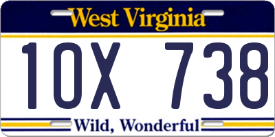 WV license plate 1OX738