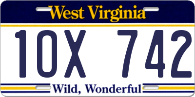 WV license plate 1OX742
