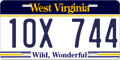 WV license plate 1OX744