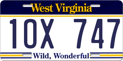WV license plate 1OX747