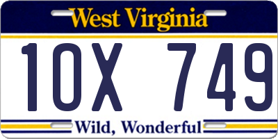 WV license plate 1OX749