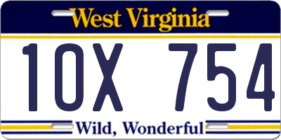 WV license plate 1OX754