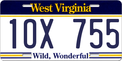 WV license plate 1OX755