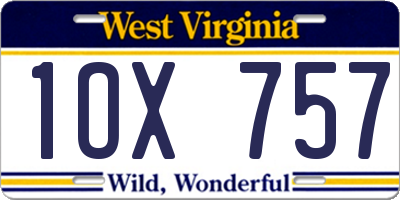 WV license plate 1OX757