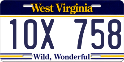 WV license plate 1OX758