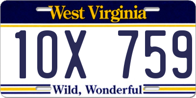 WV license plate 1OX759