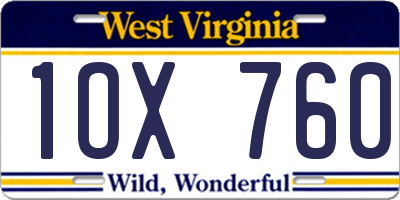 WV license plate 1OX760
