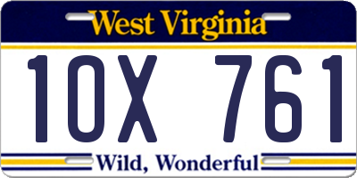 WV license plate 1OX761