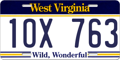 WV license plate 1OX763