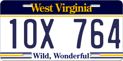 WV license plate 1OX764