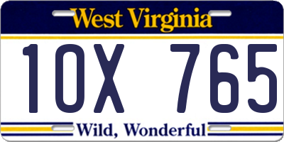 WV license plate 1OX765