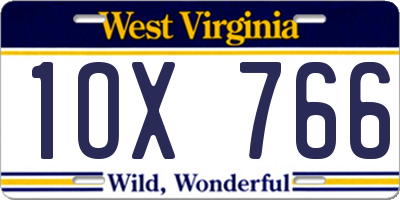 WV license plate 1OX766