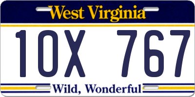 WV license plate 1OX767