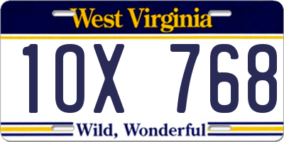 WV license plate 1OX768