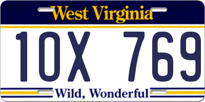 WV license plate 1OX769