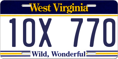 WV license plate 1OX770