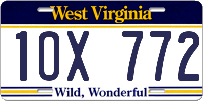 WV license plate 1OX772
