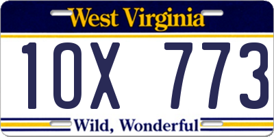 WV license plate 1OX773