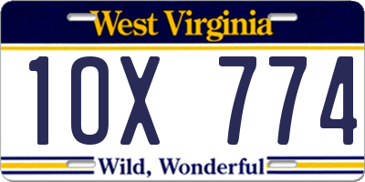 WV license plate 1OX774