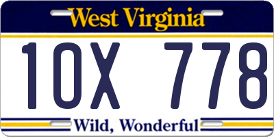 WV license plate 1OX778