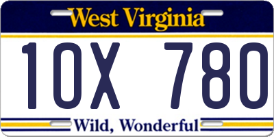 WV license plate 1OX780