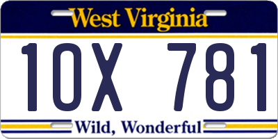 WV license plate 1OX781