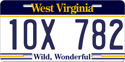 WV license plate 1OX782