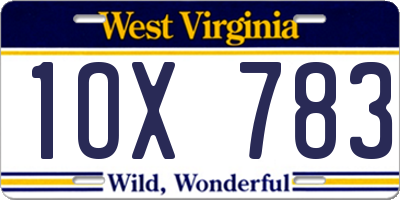 WV license plate 1OX783