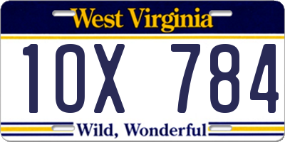 WV license plate 1OX784